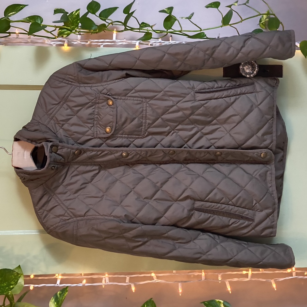 Women's Level 8 Apparel NYC Guilted Mockneck Mid-weight Olive Jacket M